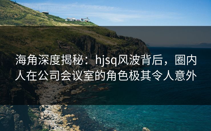 海角深度揭秘：hjsq风波背后，圈内人在公司会议室的角色极其令人意外