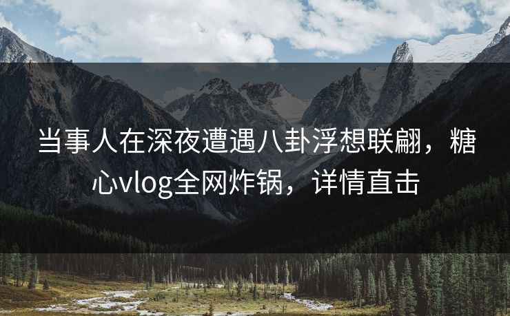 当事人在深夜遭遇八卦浮想联翩,糖心vlog全网炸锅,详情直击 当事人在深夜遭遇八卦浮想联翩,糖心vlog全网炸锅,详情直击