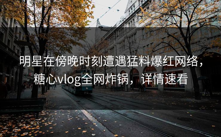 明星在傍晚时刻遭遇猛料爆红网络，糖心vlog全网炸锅，详情速看
