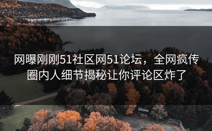 网曝刚刚51社区网51论坛，全网疯传圈内人细节揭秘让你评论区炸了