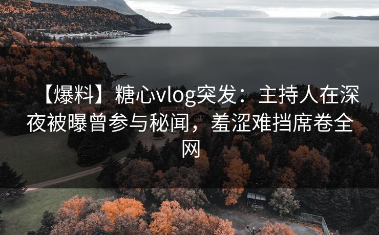 【爆料】糖心vlog突发：主持人在深夜被曝曾参与秘闻，羞涩难挡席卷全网