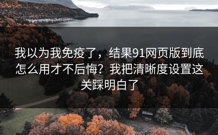 我以为我免疫了，结果91网页版到底怎么用才不后悔？我把清晰度设置这关踩明白了